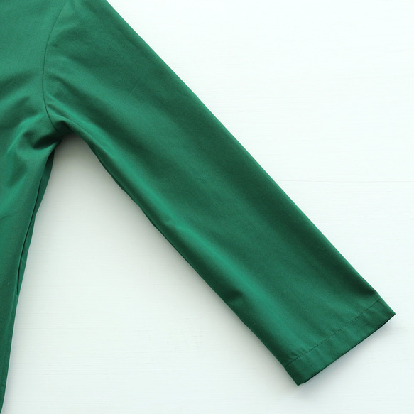 春季秋季實用單品 純棉斜紋披肩領外套外套 衣長89cm (綠色) CO08 第17張的照片