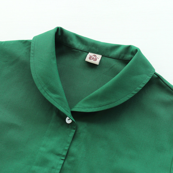 春季秋季實用單品 純棉斜紋披肩領外套外套 衣長89cm (綠色) CO08 第14張的照片