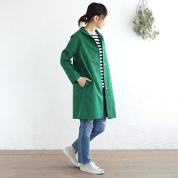 春季秋季實用單品 純棉斜紋披肩領外套外套 衣長89cm (綠色) CO08 第5張的照片