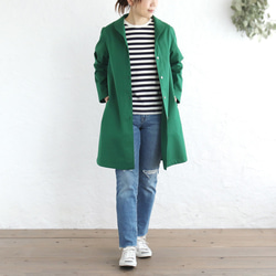 春季秋季實用單品 純棉斜紋披肩領外套外套 衣長89cm (綠色) CO08 第4張的照片