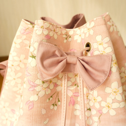 桜の巾着式ショルダーバッグ◆ピンク 7枚目の画像