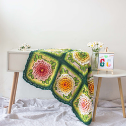手作りのかぎ針編み牡丹の富と美のベビーシャワーの毛布のソファーの投球 3枚目の画像