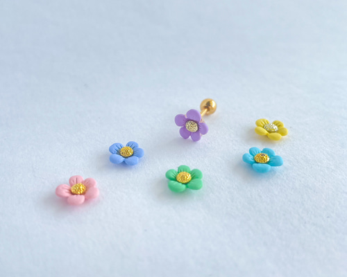 大人っぽいパープルフラワーのボディピアス[ゲージとシャフトを選べる