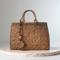 お得】国産山葡萄 手作り かごバッグ 網代編み A4サイズ収納