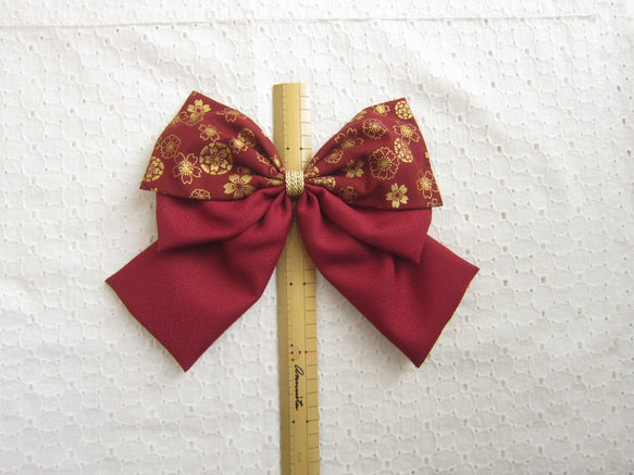 髪飾り　リボン✿金箔桜　ennji　　卒業式　成人式　着物　袴　振袖 5枚目の画像