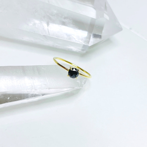 ブラックダイヤモンド／一粒リング／リング／【9号】天然石 指輪