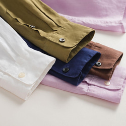 リネンシャツ　シンプル長袖シャツ　水洗い柔らかいリネンシャツ　リネン100％　5色3サイズ　L314BR 15枚目の画像
