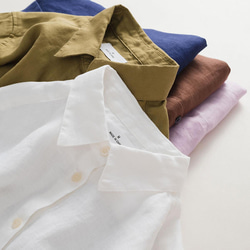 リネンシャツ　シンプル長袖シャツ　水洗い柔らかいリネンシャツ　リネン100％　5色3サイズ　L314BR 16枚目の画像