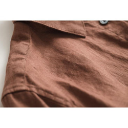 リネンシャツ　シンプル長袖シャツ　水洗い柔らかいリネンシャツ　リネン100％　5色3サイズ　L314BR 5枚目の画像