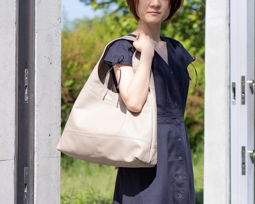 ハンドメイド 本革 トートバック シュリンク グレージュ ☆新品