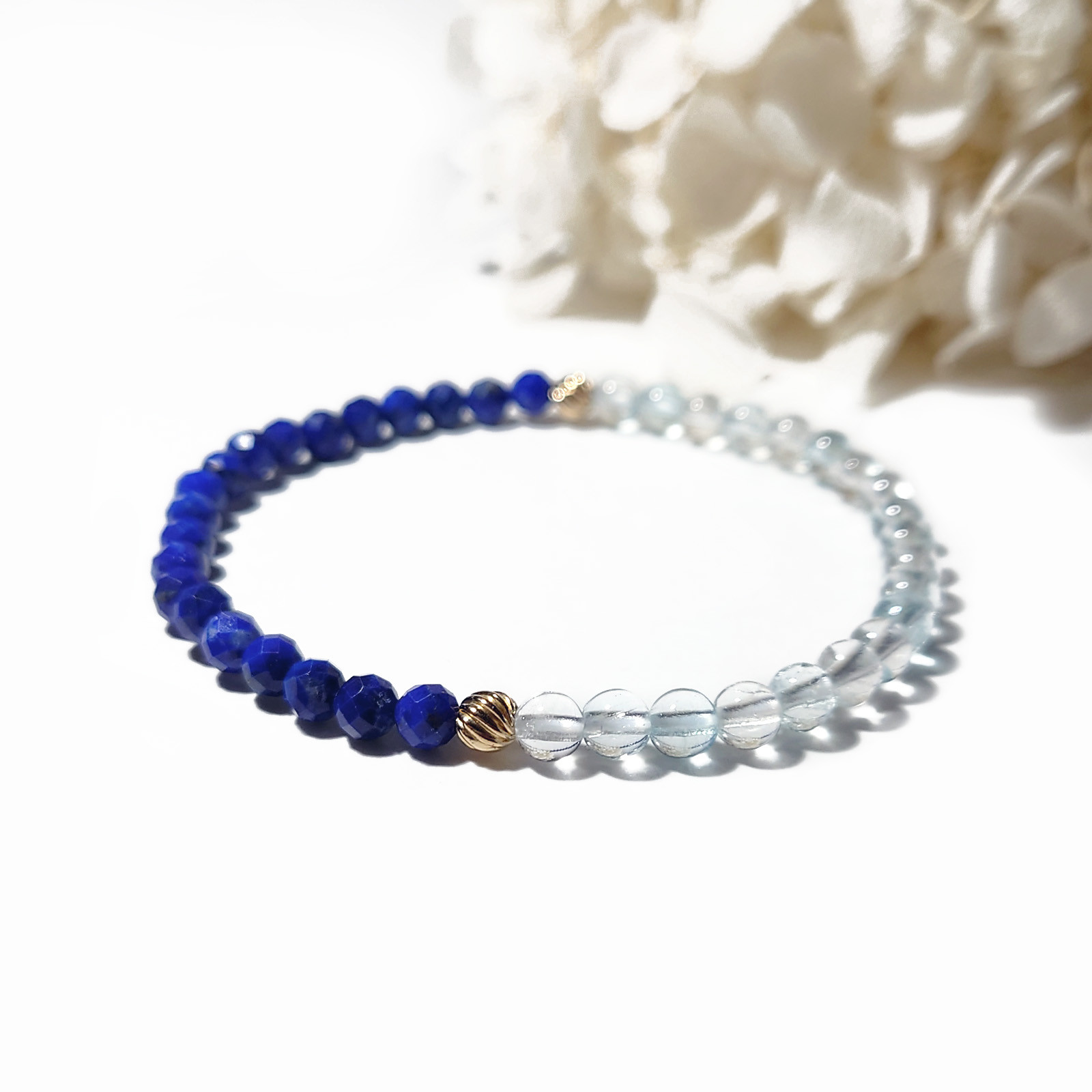 Half／ラピスラズリ×トパーズ×14kgf　ハーフブレスレット