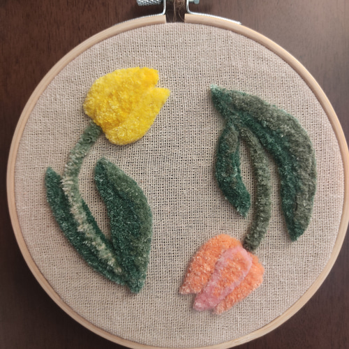 ニードルポイントアートワーク チューリップ 刺繍画 ハンドメイド 額無し 送料無料！チューリップ（パンチニードル） その他インテリア雑貨