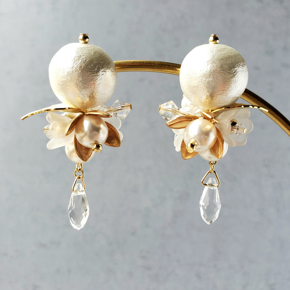 コットンパール×ゴールド ピアス/イヤリング ピアス（スタッド・一粒 