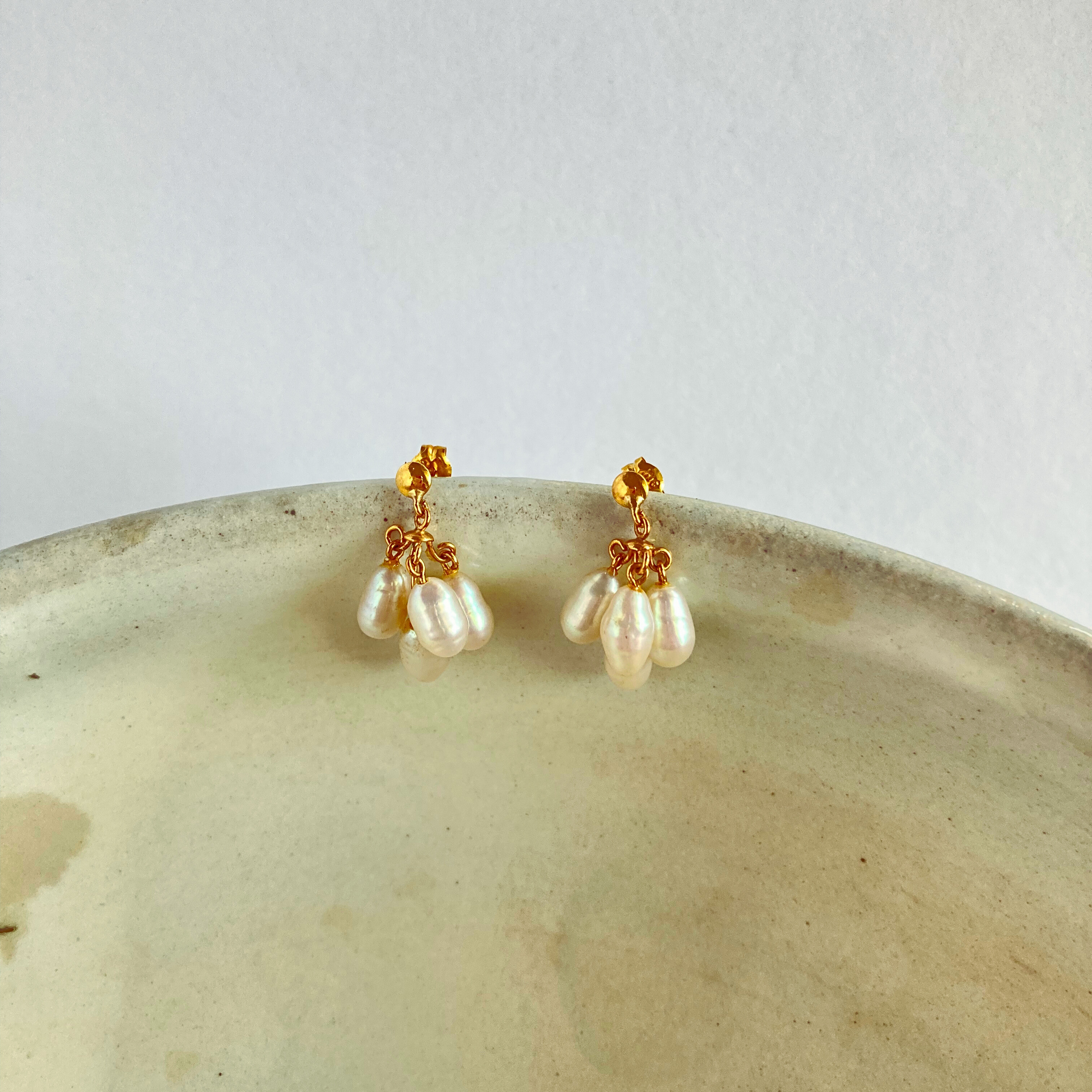 バロックパール×k18アンティーク調ピアス