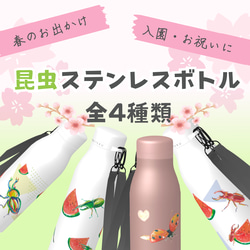 【春夏限定】昆虫柄ステンレスボトル　カブトムシ　サーモス　500ml 水筒　ボトル　遠足　保育園　幼稚園　ピクニック 1枚目の画像