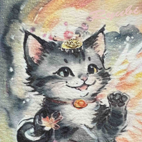 黒ネコ 原画 絵画 イラスト 芸術 現代アート ペット 猫の通販 by
