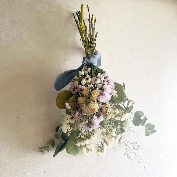 ֹֺֽ໋໋݊ ホワイトローズの花束♢ドライフラワースワッグ　ドライフラワーガーランド　 3枚目の画像