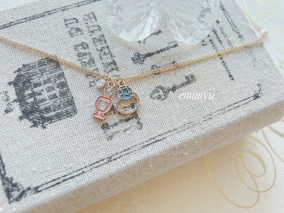 Perfume Bottle & Ring  Double Chain Necklace 3枚目の画像