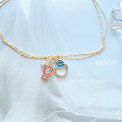 Perfume Bottle & Ring  Double Chain Necklace 1枚目の画像