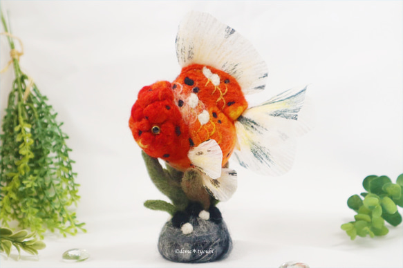 オレンジ東錦　金魚　羊毛フェルト　アクアリウム　夏　春 1枚目の画像