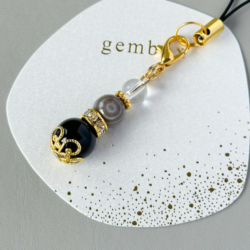 お守りストラップ 厄く除け 水晶チャーム 天眼石（メノウ