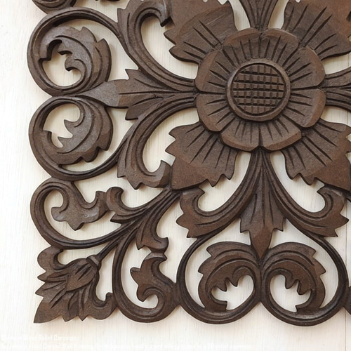 レリーフ 40cmx40cm DB アートパネル ウッドレリーフ 木彫り フレーム