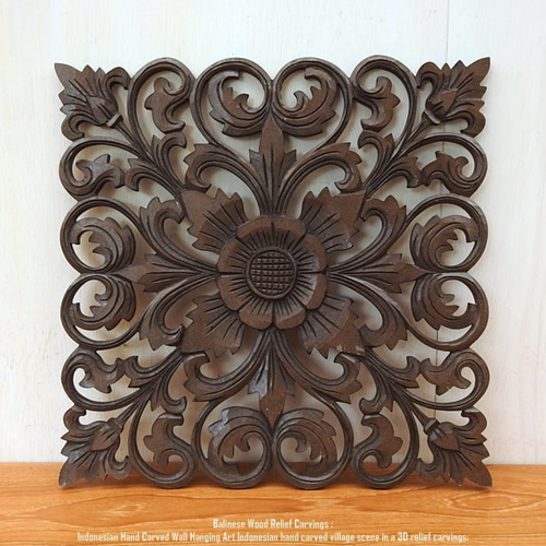 レリーフ 40cmx40cm DB アートパネル ウッドレリーフ 木彫り フレーム