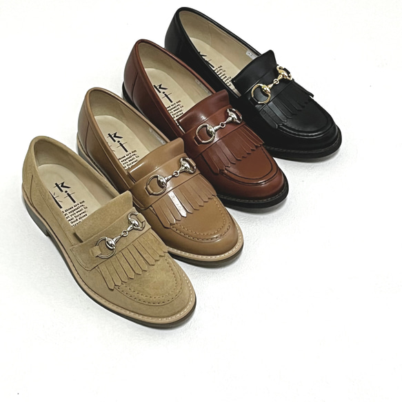 本革のキルト付ビットローファー／BLK／日本製／26006 