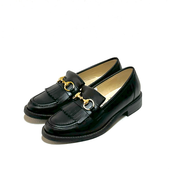 本革のキルト付ビットローファー／BLK／日本製／26006 