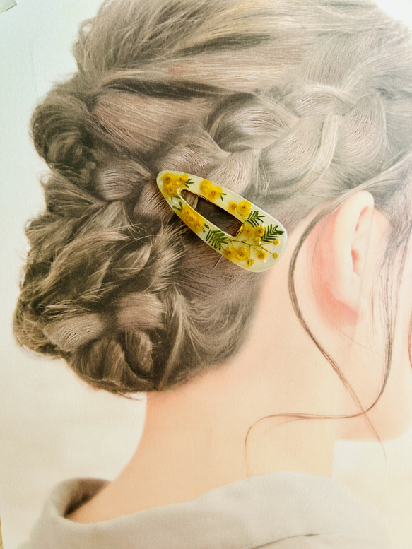 ☆*:.。. ヘアクリップ ♡ ミモザ .。.:*☆ ミモザのヘアクリップ ヘアクリップ・バナナクリップ nojico*** 通販