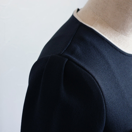 サイズが選べる◎】ウエストリボン付き ドッキングワンピース【ダーク