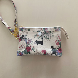 レジ袋ポケット付き！ミニ財布ポーチ（ラミネート）〜花柄・猫〜 5枚目の画像