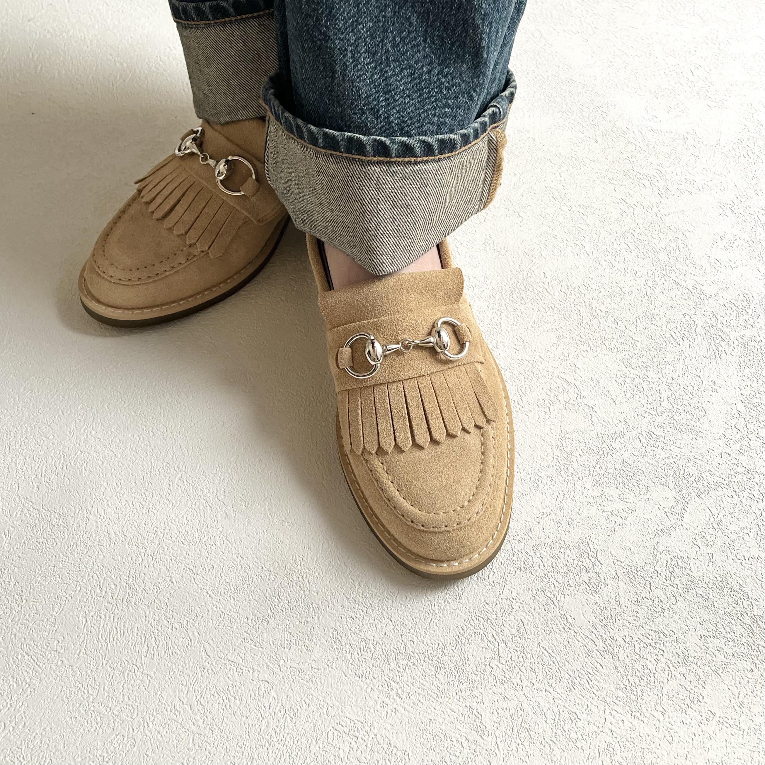 本革のキルト付ビットローファー／BGベロア／日本製／26006