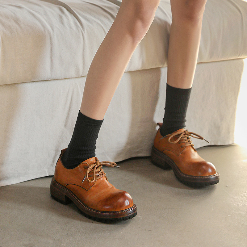 24新作レディース柔らかく馬皮軽量靴お洒落シンプルシューズ個性厚底パンプス22.5cm～25cm #912⭐配送無料⭐