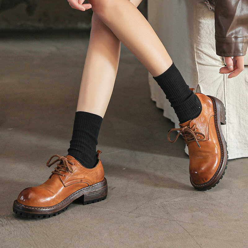 24新作レディース柔らかく馬皮軽量靴お洒落シンプルシューズ個性厚底パンプス22.5cm～25cm #912⭐配送無料⭐