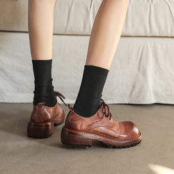 24 新款女士軟馬皮輕便鞋時尚簡約鞋獨特厚底淺口鞋 22.5 公分-25 公分 #912⭐免運費⭐ 第10張的照片