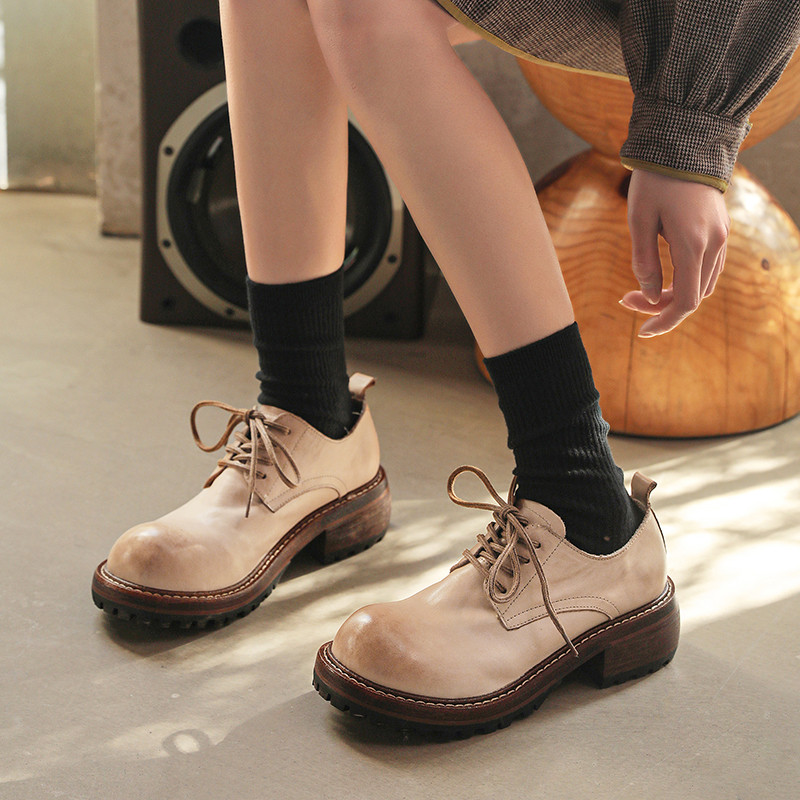 24新作レディース柔らかく馬皮軽量靴お洒落シンプルシューズ個性厚底パンプス22.5cm～25cm #912⭐配送無料⭐