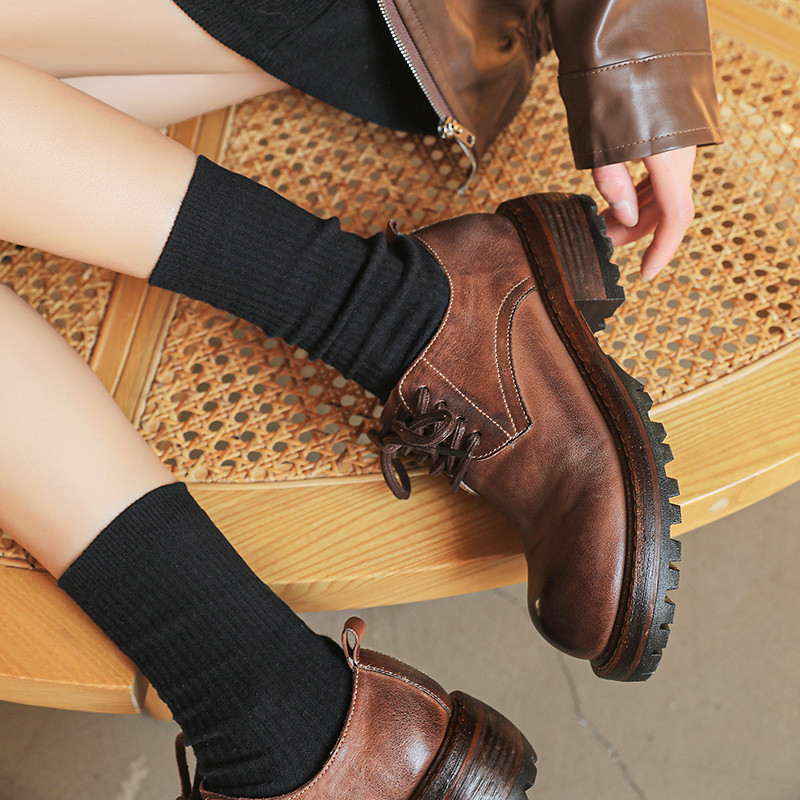 24新作レディース柔らかく馬皮軽量靴お洒落シンプルシューズ個性厚底パンプス22.5cm～25cm #912⭐配送無料⭐