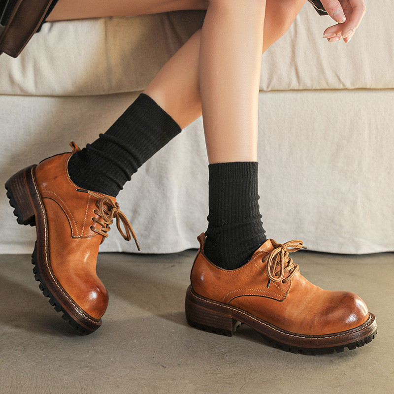 24新作レディース柔らかく馬皮軽量靴お洒落シンプルシューズ個性厚底パンプス22.5cm～25cm #912⭐配送無料⭐