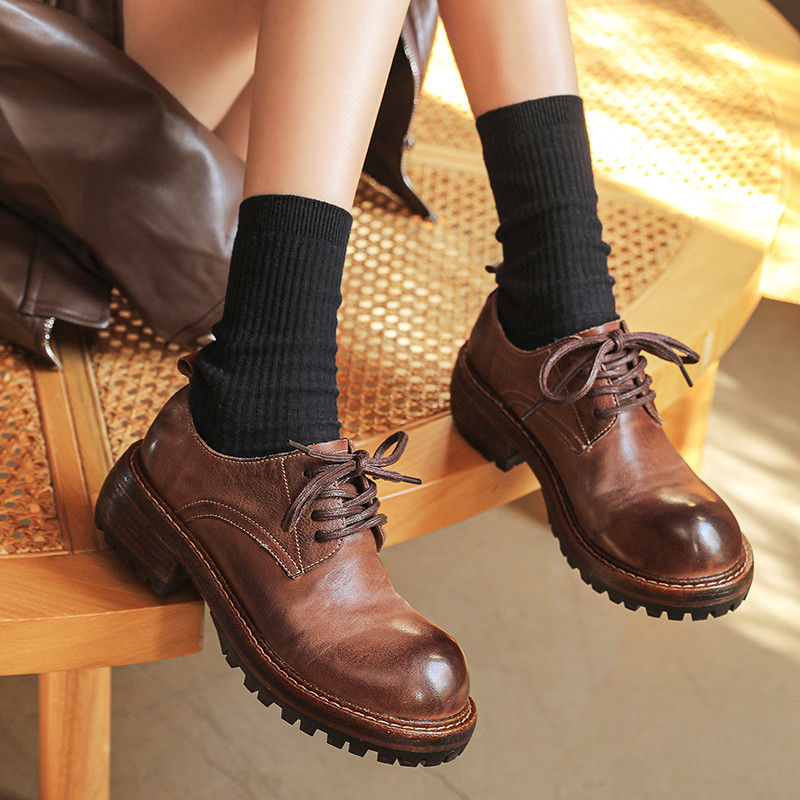 24新作レディース柔らかく馬皮軽量靴お洒落シンプルシューズ個性厚底パンプス22.5cm～25cm #912⭐配送無料⭐