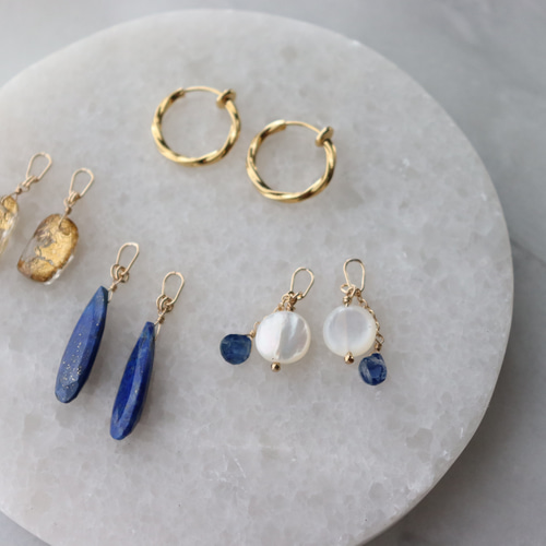 ◇宝石質◇ ロンドンブルートパーズ 枠留め ピアス/イヤリング 