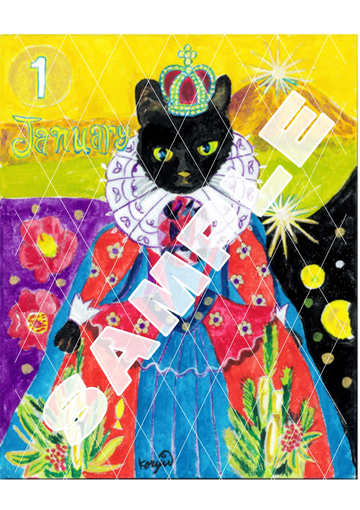 りょうちゃん様予約 絵画「猫の背中にヘンゼルとグレーテル