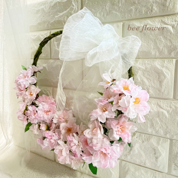 八重桜のリースブーケ〜spring2024〜 2枚目の画像