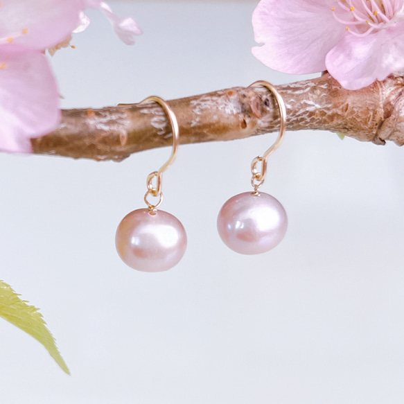 【特色】春季福袋櫻花粉紅淡水珍珠赫基默鑽石項鍊耳環套裝母親節 第8張的照片