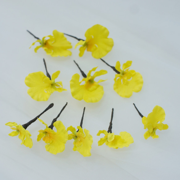 イエローブーケ 黄色ブーケ オンシジウムブーケ オンシジュームブーケ 造花ブーケ ウェディングブーケ　和装 持ち込みブー 11枚目の画像