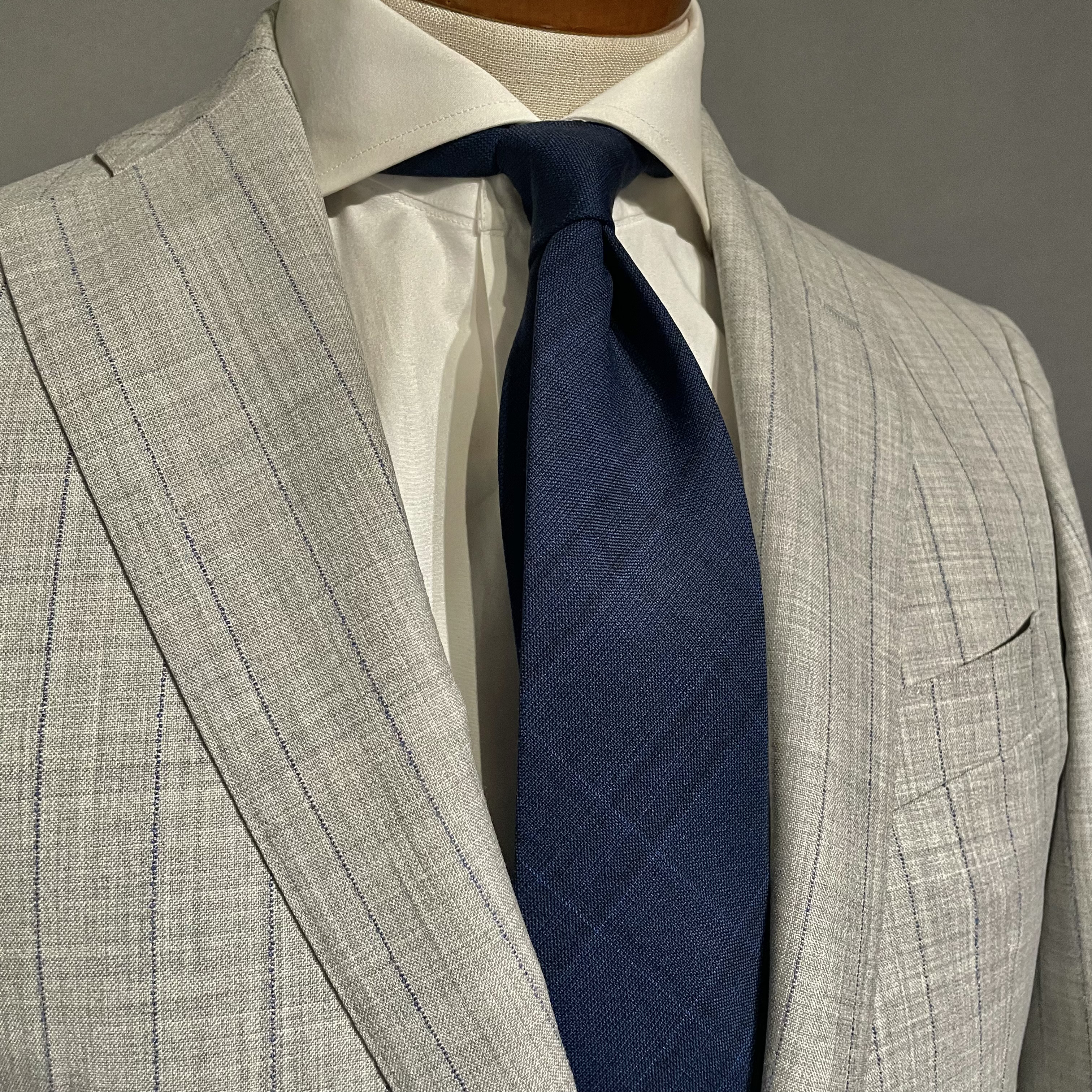 【受注製作】ブルー　ネイビー　チェック　ネクタイ　父の日　プレゼント　ギフト　誕生日【別途】名入れ　イニシャル　刺繍