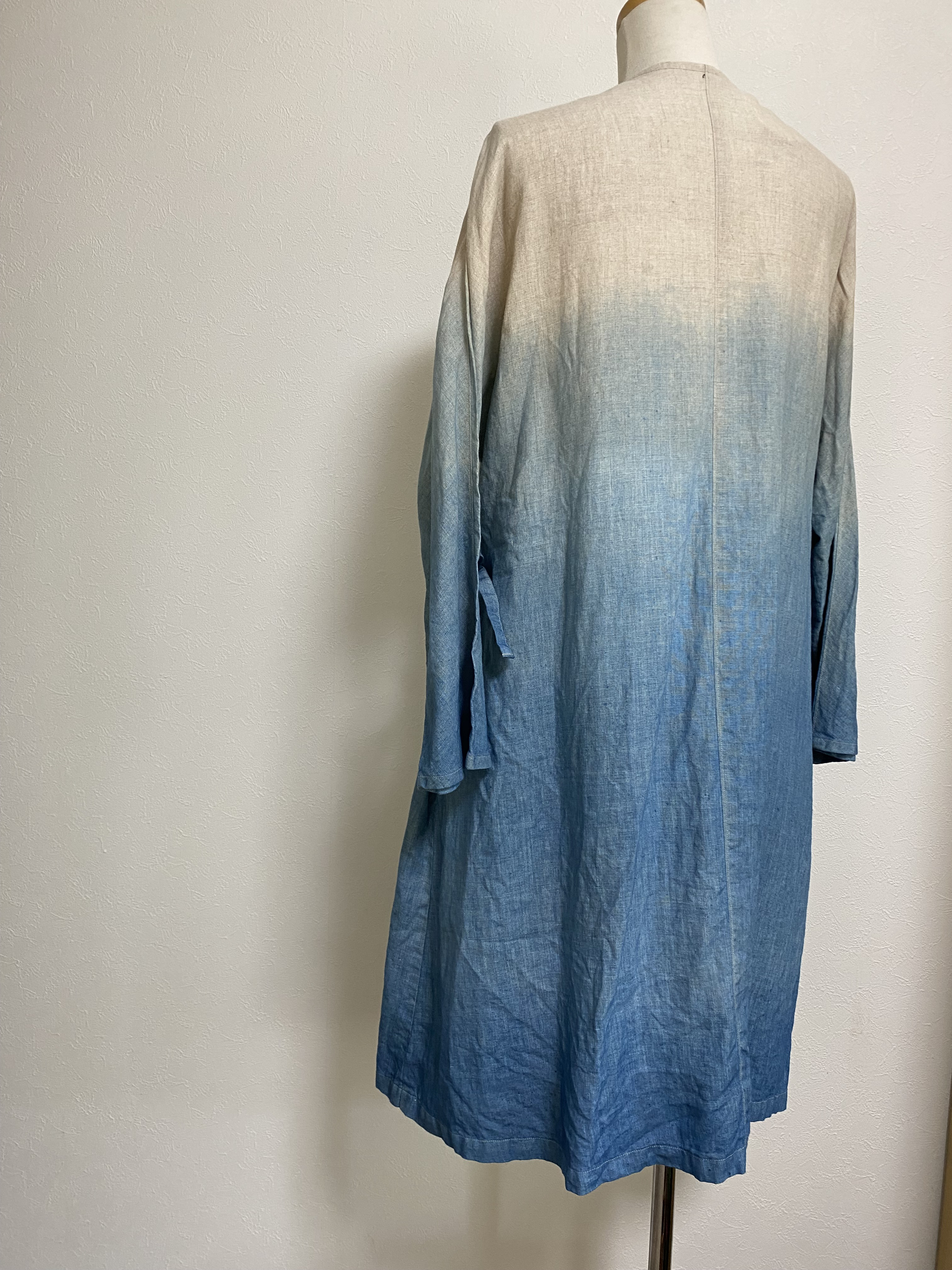 藍染め リネン カシュクール ワンピース コート
