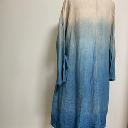 藍染め リネン カシュクール ワンピース コート 1枚目の画像
