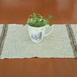 手織ティーマット (ランチョンマット、茶色のストライプ) 5枚目の画像