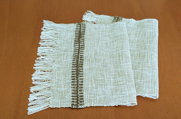 手織ティーマット (ランチョンマット、茶色のストライプ) 2枚目の画像